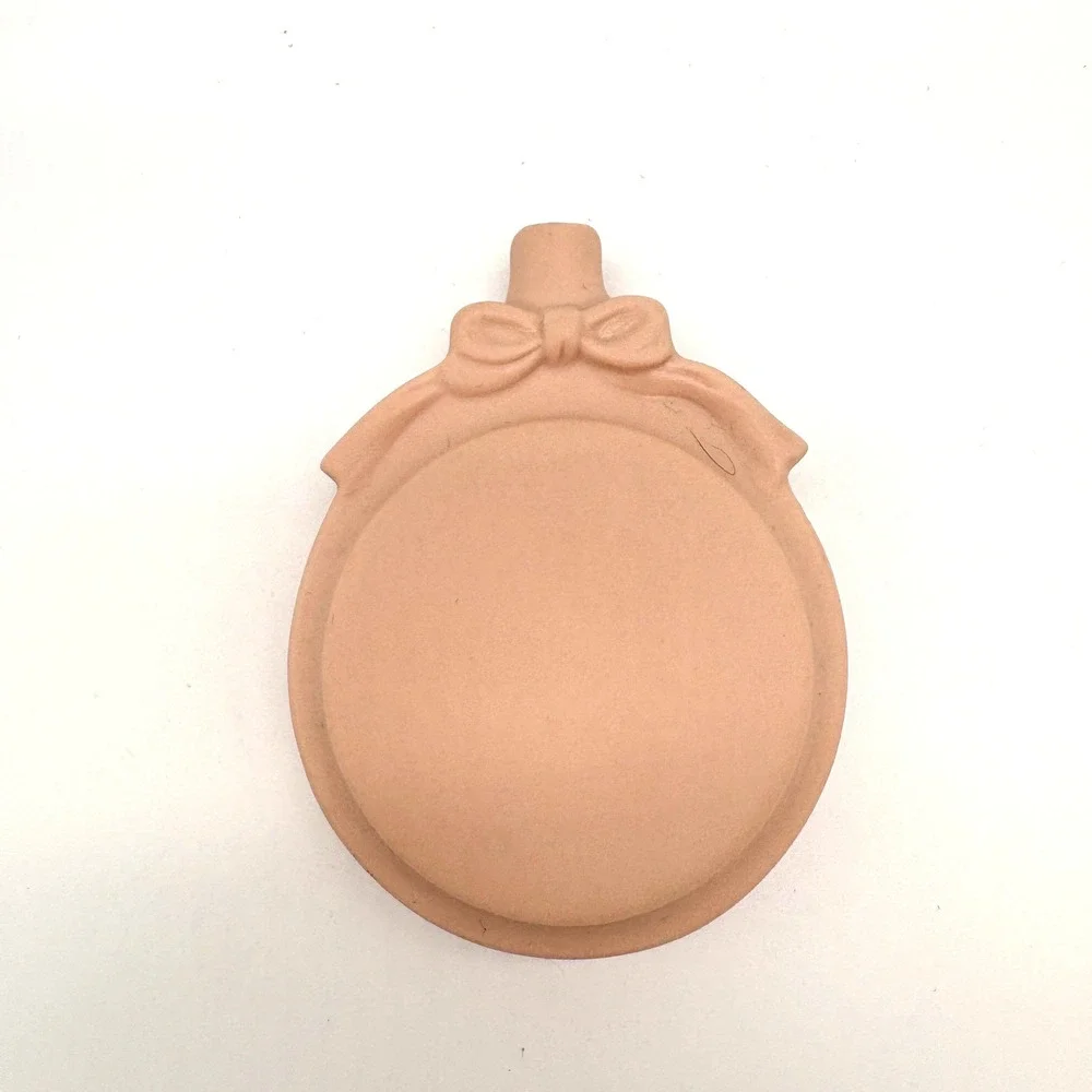 Terracotta Bud Vase Canteen Shape Bow Detail Matte Clay Peach Cottagecore Boho